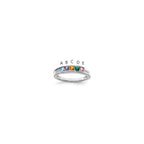 14K White Gold Family Jewelry Synthetic Stone & Diamond Set Ring