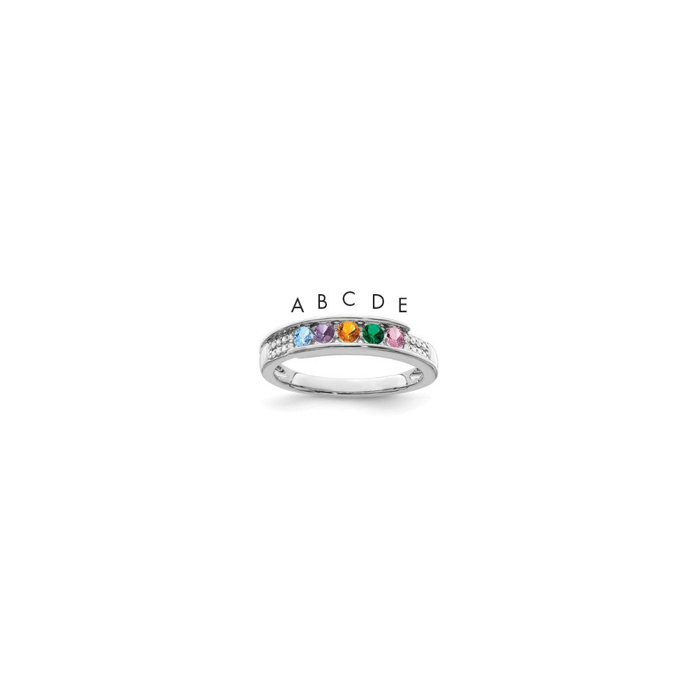 14K White Gold Family Jewelry Synthetic Stone & Diamond Set Ring