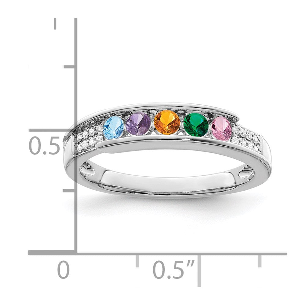 14K White Gold Family Jewelry Genuine Stone & Diamond Set Ring