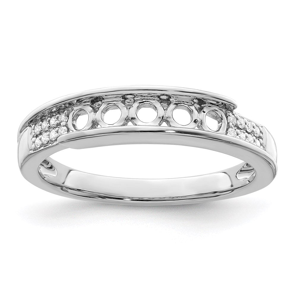 14K White Gold Family Jewelry Synthetic Stone & Diamond Set Ring