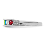 14K White Gold Family Jewelry Genuine Stone & Diamond Set Ring