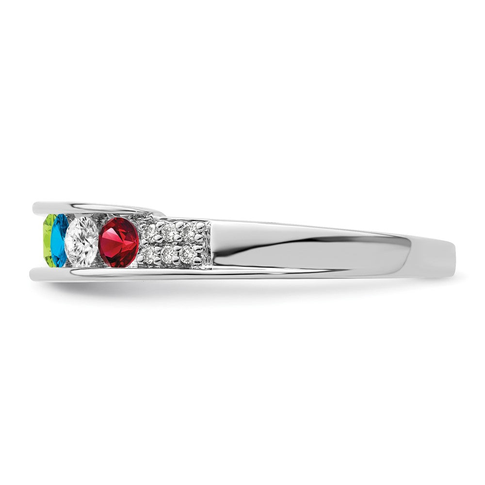 14K White Gold Family Jewelry Genuine Stone & Diamond Set Ring
