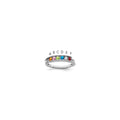 14K White Gold Family Jewelry Genuine Stone & Diamond Set Ring
