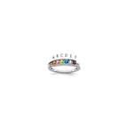 14K White Gold Family Jewelry Genuine Stone & Diamond Set Ring