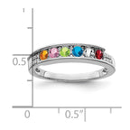 14K White Gold Family Jewelry Synthetic Stone & Diamond Set Ring