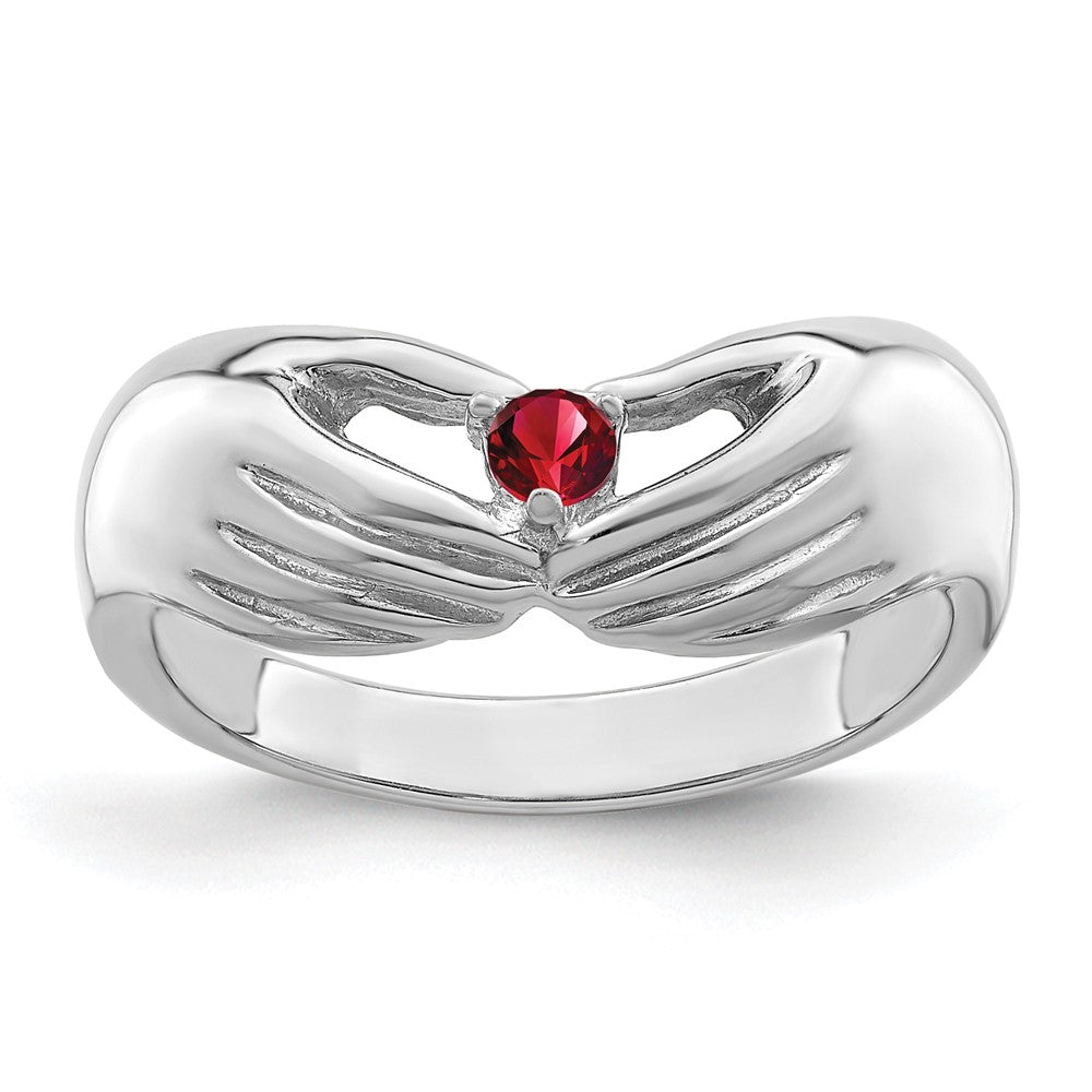 14k White Gold 1 Synthetic Stone Family Ring