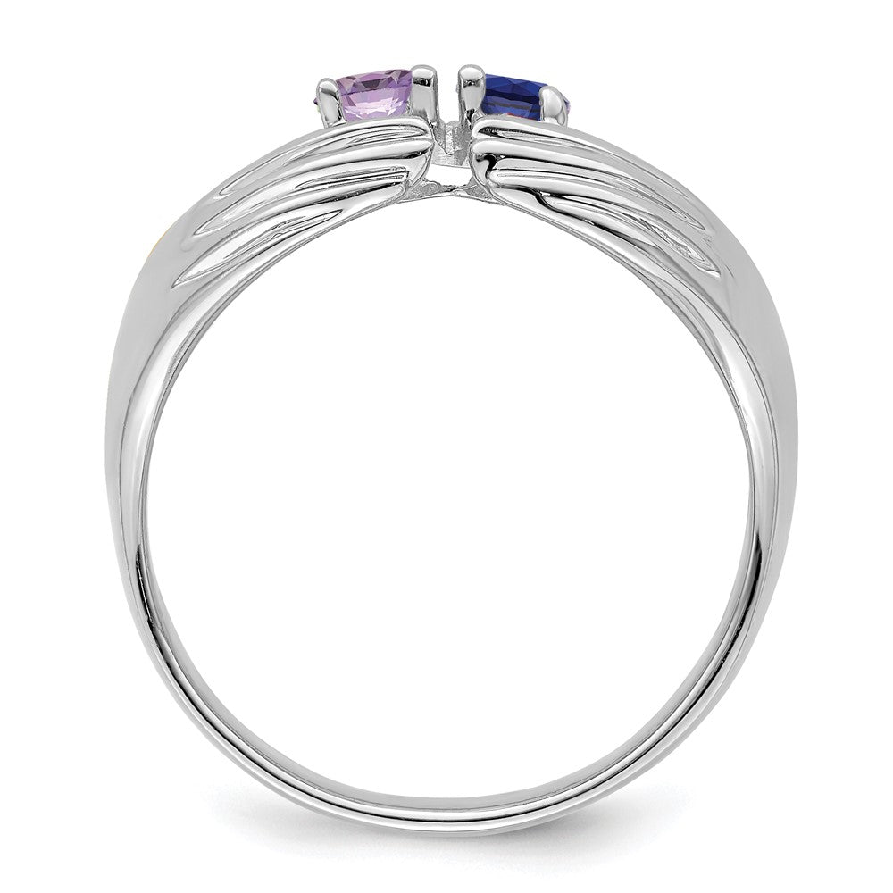 14k White Gold 2 Synthetic Stone Family Ring