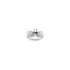14k White Gold 2 Synthetic Stone Family Ring