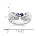 14k White Gold 2 Synthetic Stone Family Ring