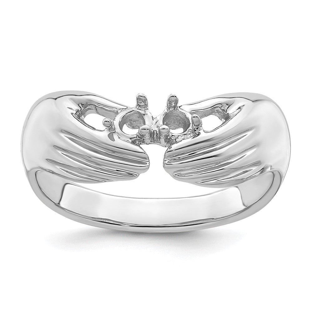 14k White Gold 2 Genuine Stone Family Ring