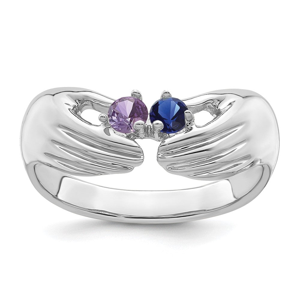 14k White Gold 2 Synthetic Stone Family Ring