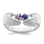 14k White Gold 2 Genuine Stone Family Ring