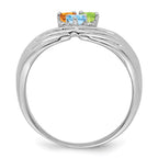 14k White Gold 3 Genuine Stone Family Ring