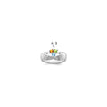 14k White Gold 3 Genuine Stone Family Ring