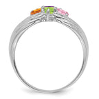 14k White Gold 4 Genuine Stone Family Ring