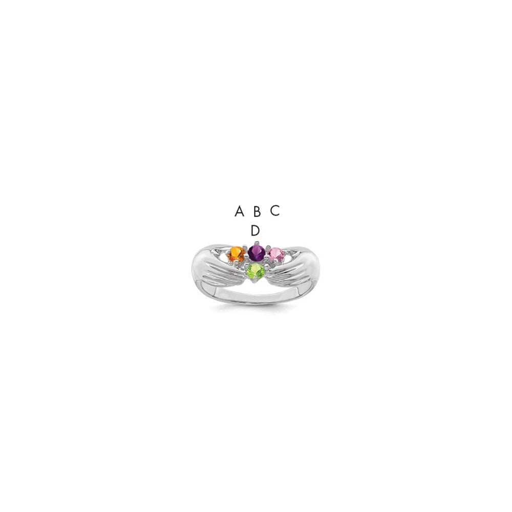14k White Gold 4 Synthetic Stone Family Ring