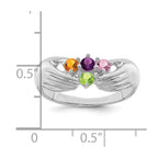 14k White Gold 4 Genuine Stone Family Ring
