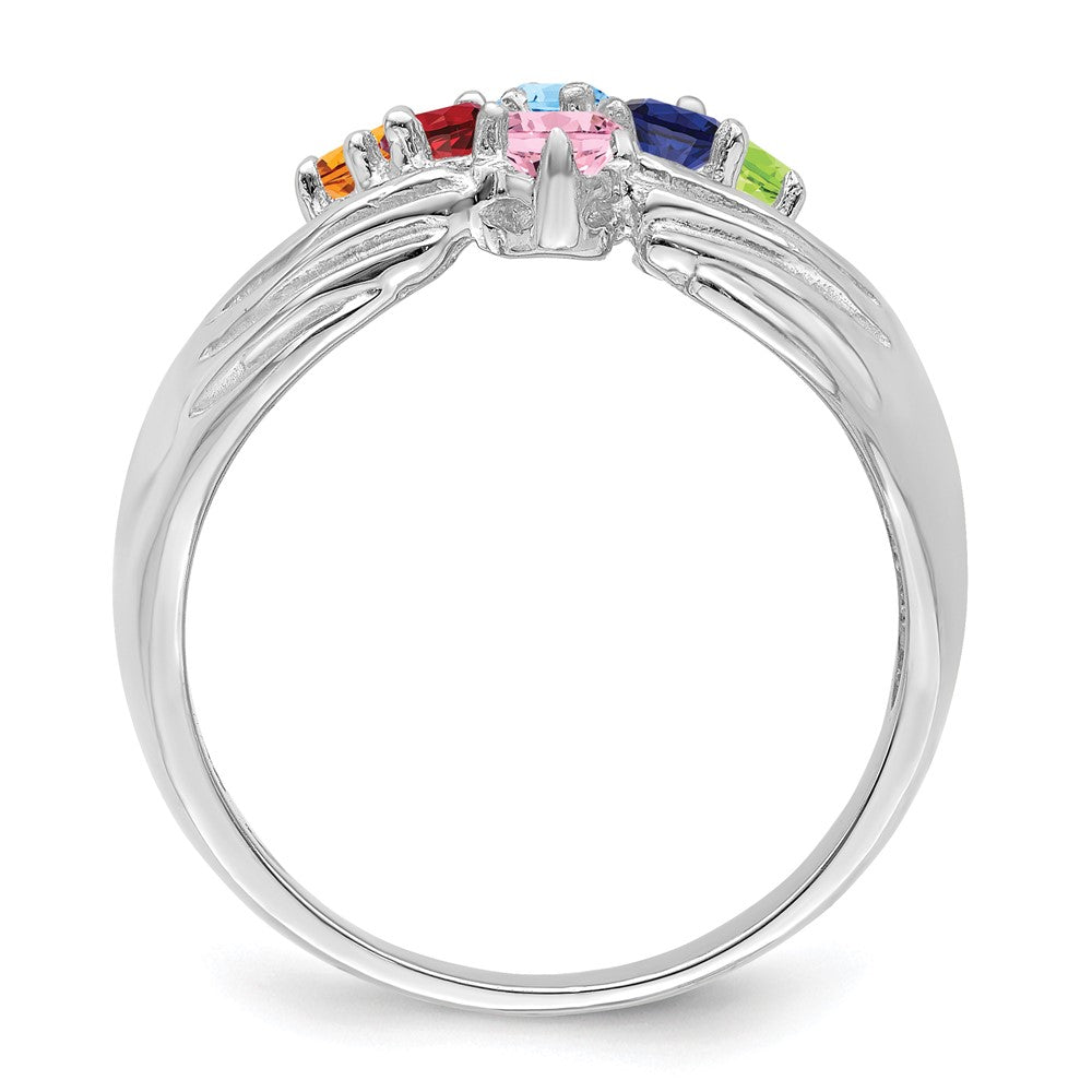 14k White Gold 6 Genuine Stone Family Ring