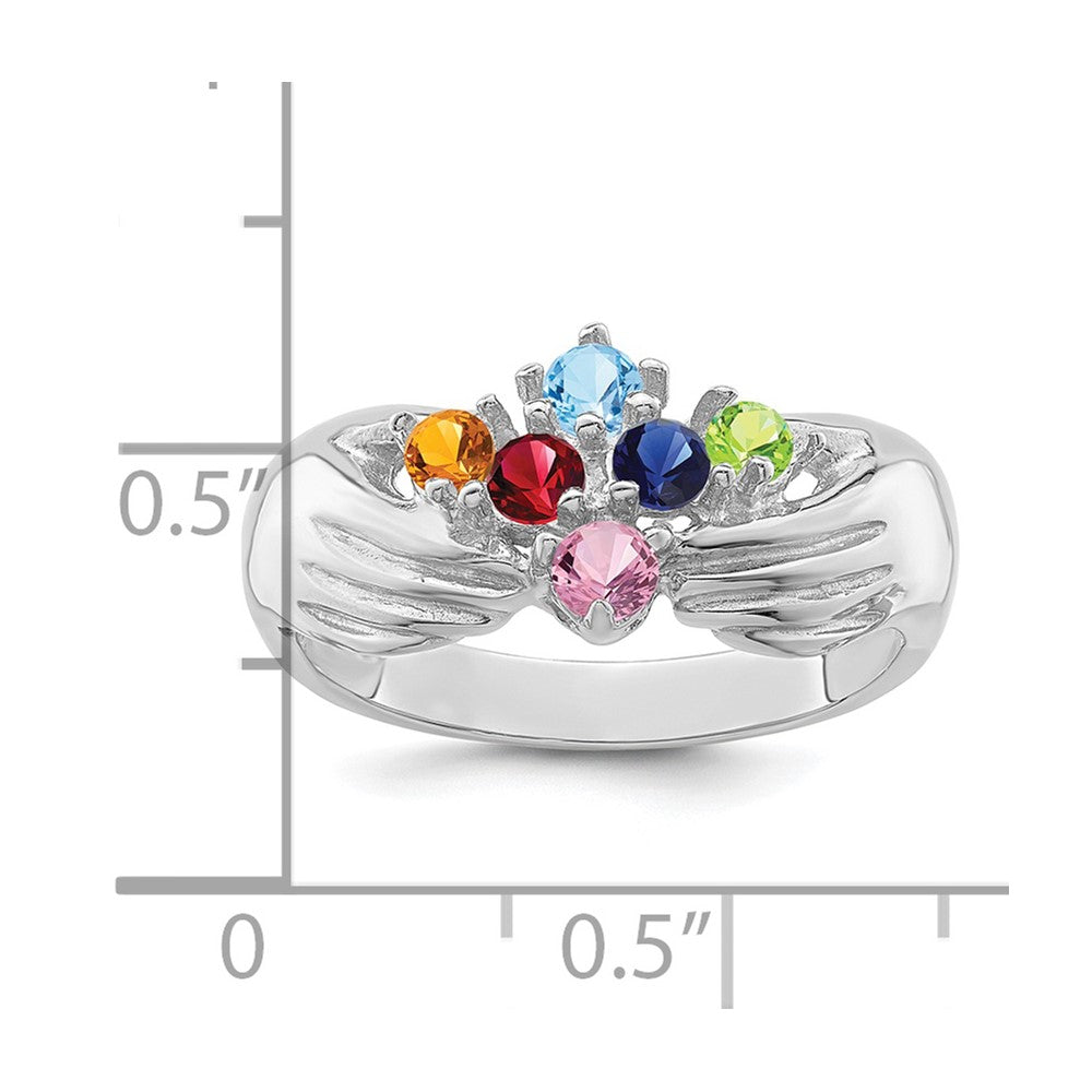 14k White Gold 6 Synthetic Stone Family Ring