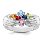 14k White Gold 6 Genuine Stone Family Ring