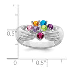 14k White Gold 7 Synthetic Stone Family Ring