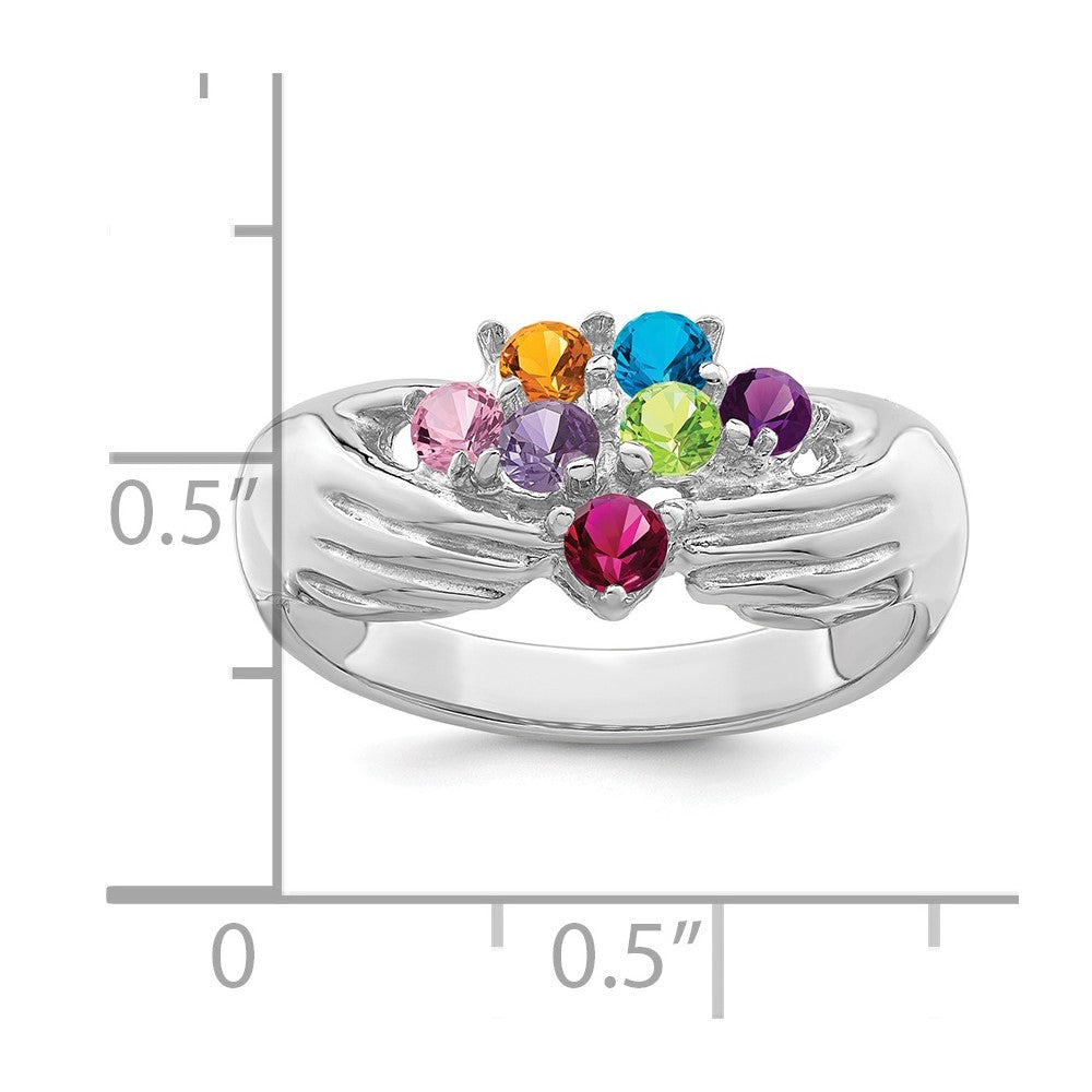 14k White Gold 7 Genuine Stone Family Ring