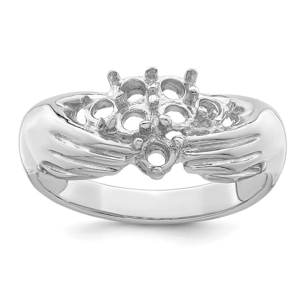 14k White Gold 7 Synthetic Stone Family Ring