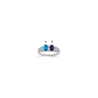 14k White Gold 2 Synthetic Stone Family Ring