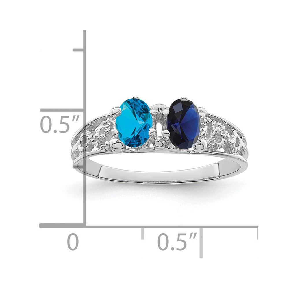 14k White Gold 2 Synthetic Stone Family Ring