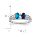 14k White Gold 2 Synthetic Stone Family Ring