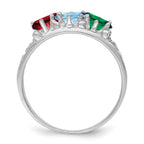 14k White Gold 3 Synthetic Stone Family Ring