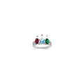 14k White Gold 3 Genuine Stone Family Ring