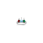 14k White Gold 3 Genuine Stone Family Ring