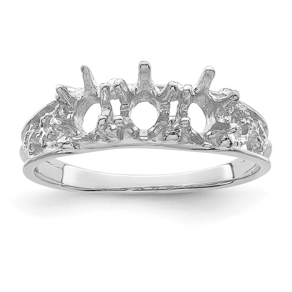 14k White Gold 3 Synthetic Stone Family Ring