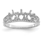 14k White Gold 3 Synthetic Stone Family Ring