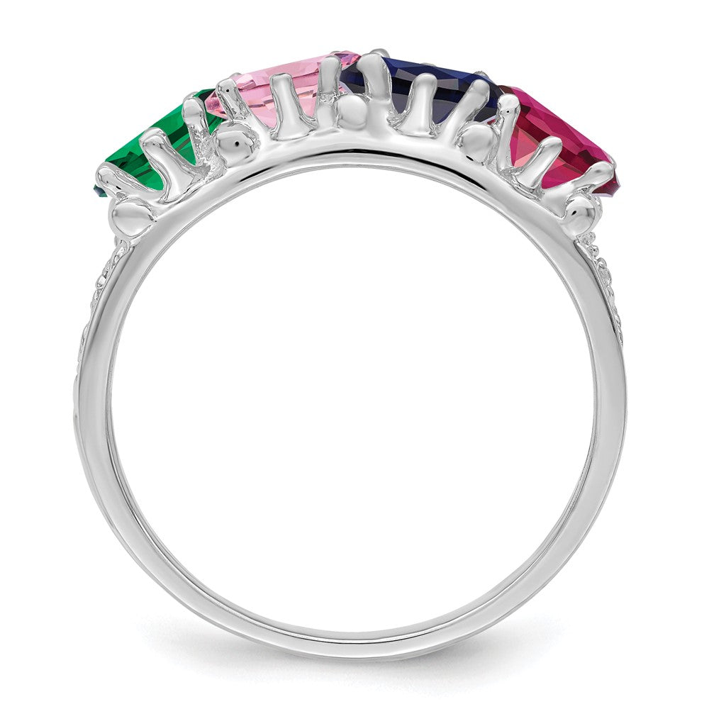 14k White Gold 4 Genuine Stone Family Ring