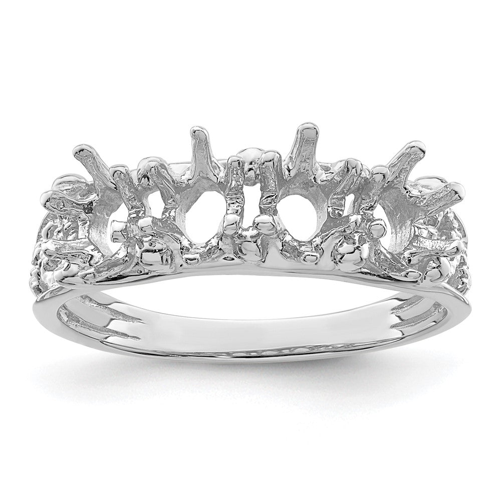 14k White Gold 4 Genuine Stone Family Ring