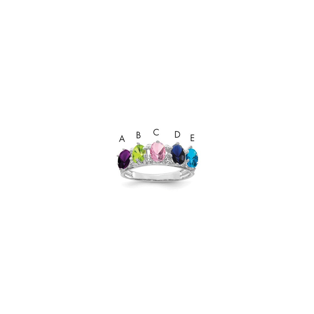 14k White Gold 5 Genuine Stone Family Ring