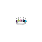 14k White Gold 5 Genuine Stone Family Ring