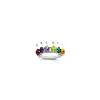 14k White Gold 6 Synthetic Stone Family Ring