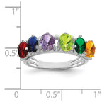 14k White Gold 6 Genuine Stone Family Ring