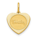 14k Yellow Gold Small Heart Disc Name Charm