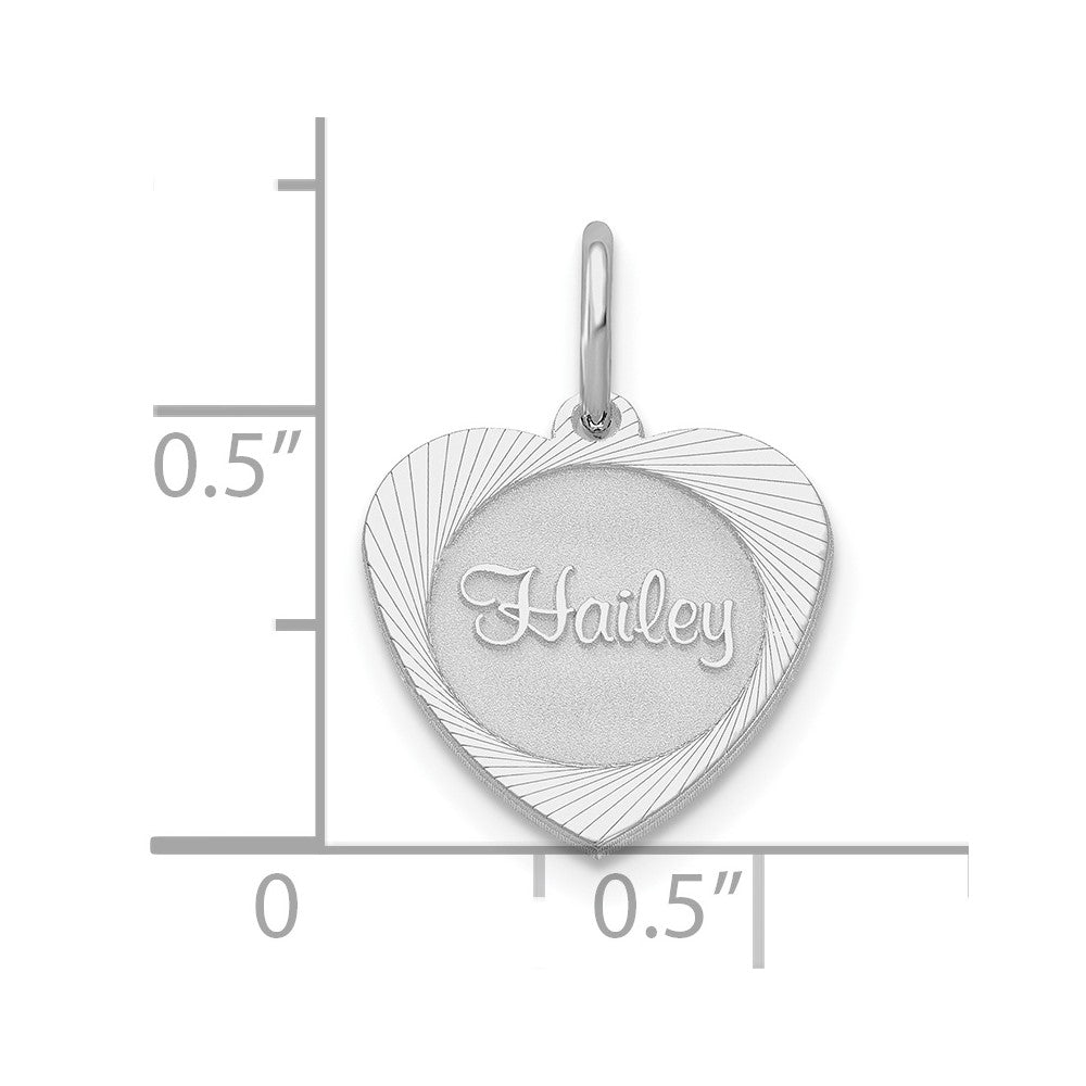 14k White Gold Small Heart Disc Name Charm