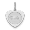 Sterling Silver/Rhodium-plated Small Heart Disc Name Charm