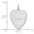 14k White Gold Heart Disc Name Charm