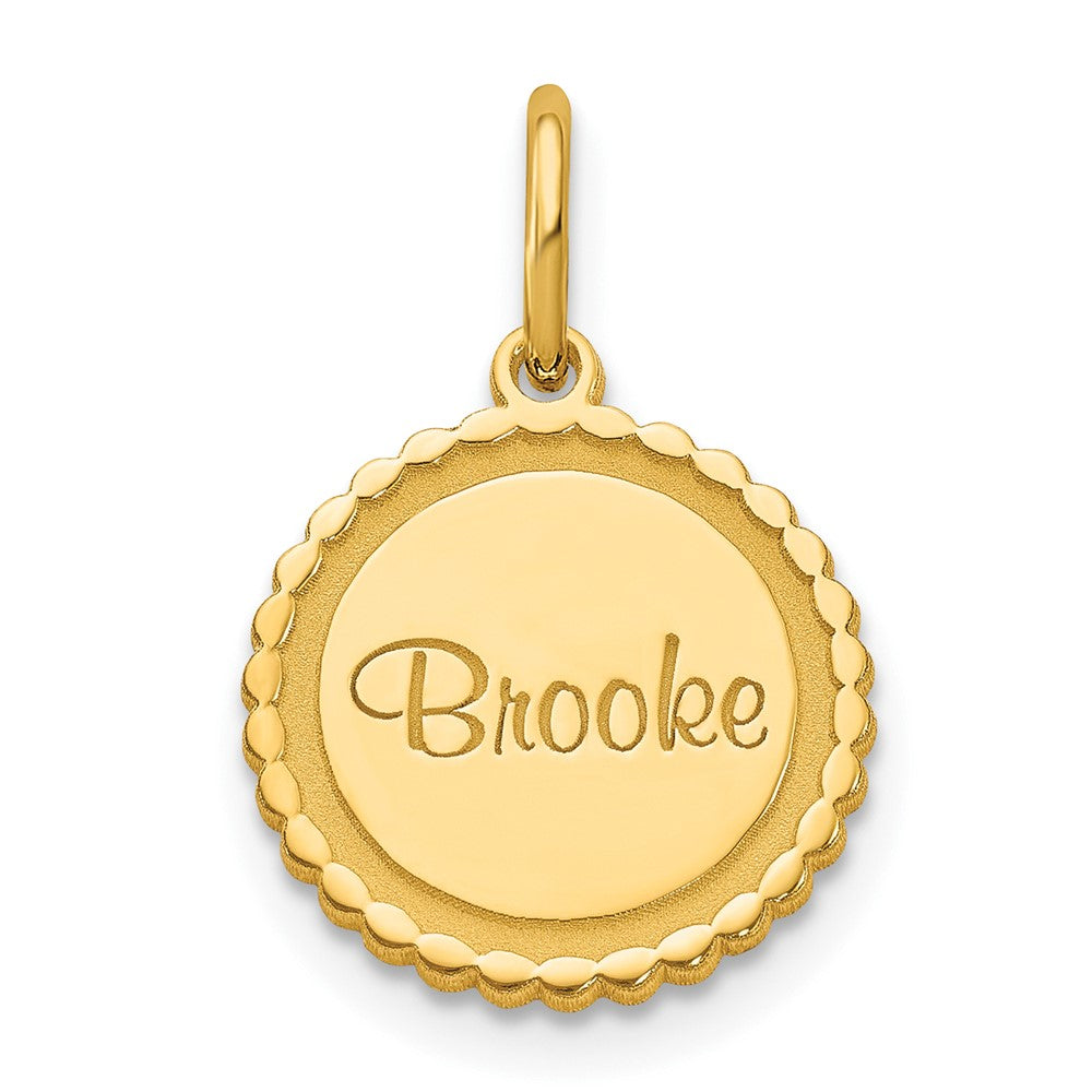 14k Yellow Gold Scalloped  Disc with Name Charm