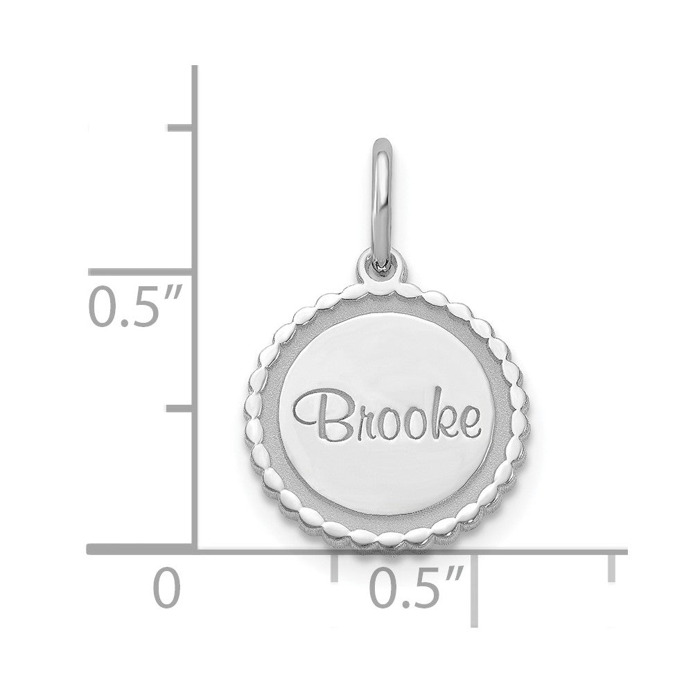 14K White Gold Scalloped Disc with Name Charm