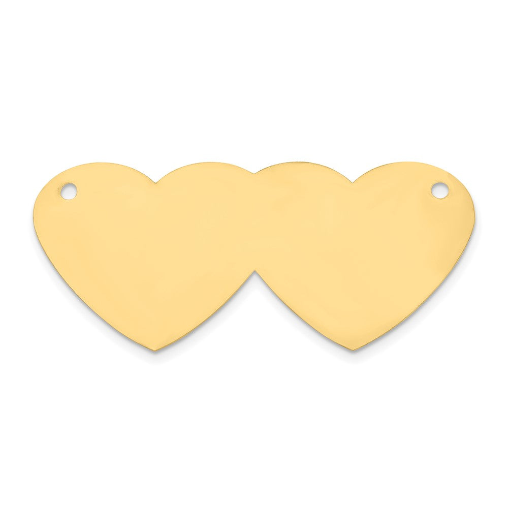 14k Yellow Gold Double Heart Name Plate