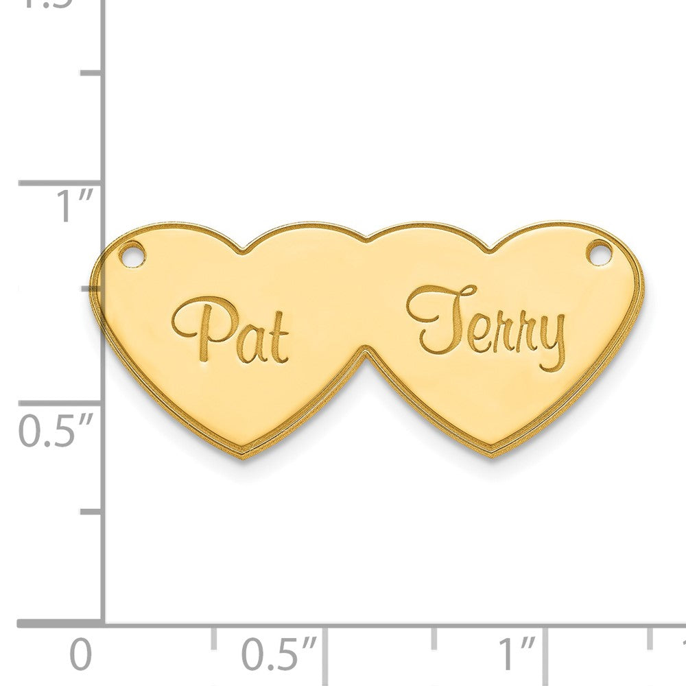 14k Yellow Gold Double Heart Name Plate