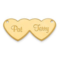 14k Yellow Gold Double Heart Name Plate